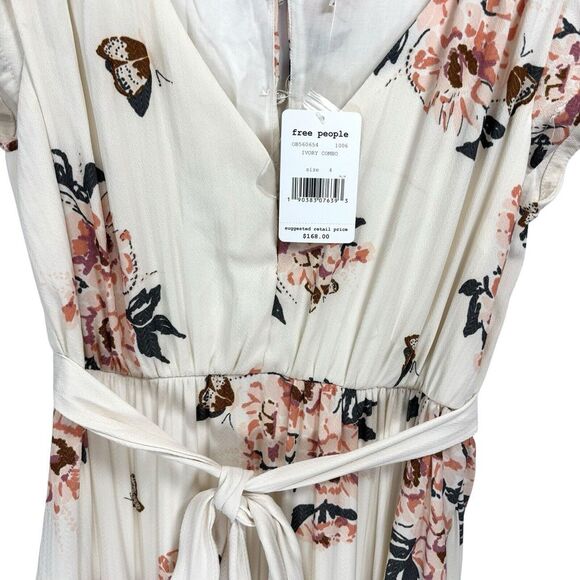 NEW Free People All I Got Floral Maxi Dress Boho Peasant Women's Ivory Size 4 - Picture 5 of 14